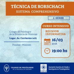 Curso Sistemático Teórico-Práctico Técnica de Rorschach – Sistema Comprehensivo J. Exner