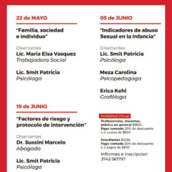Jornadas de Capacitación en Detección de Indicadores de Abuso Sexual en la Infancia y Violencia Intrafamiliar