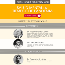 Foro de la Salud y la Cuestión Social: “Salud mental en tiempos de pandemia”