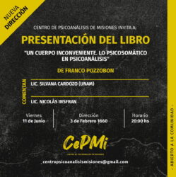 Nueva dirección del evento: Presentación del libro “Un cuerpo inconveniente. Lo psicosomático en el psicoanálisis”