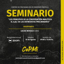 Seminario “Los principios de la conversación analítica: El A, B, C de las entrevistas preliminares”