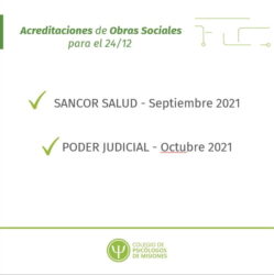 Acreditaciones de obras sociales para el día 24/12/2021