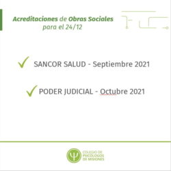 Acreditaciones de obras sociales para el día 24/12/2021