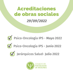 Acreditaciones de obras sociales para el 29 de septiembre 2022
