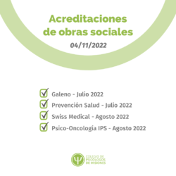 Acreditaciones de obras sociales para el 4 de noviembre de 2022
