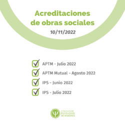 Acreditaciones de obras sociales para el 10 de noviembre de 2022