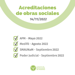 Acreditaciones de obras sociales para el 14 de noviembre 2022
