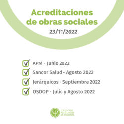 Acreditaciones de obras sociales para el 23 de noviembre de 2022