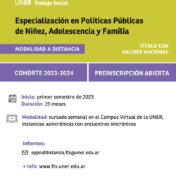 Carrera de Posgrado de Especialización en Políticas Públicas de Niñez, Adolescencia y Familia – UNER – A distancia