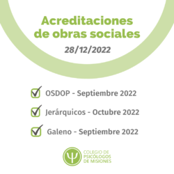 Acreditaciones de obras sociales para el 28 de diciembre de 2022