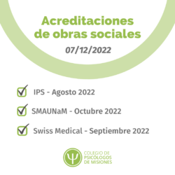 Acreditaciones de obras sociales para el 7 de diciembre de 2022