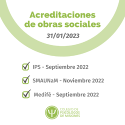 Acreditaciones de obras sociales para el 31 de enero 2023