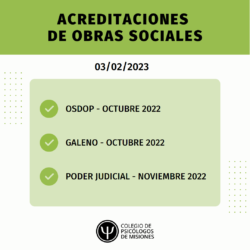 Acreditaciones de obras sociales para el 3 de febrero de 2023
