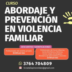 Curso: “Abordaje y prevención en violencia familiar” – Virtual/Presencial