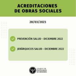 Acreditaciones de obras sociales para el 28 de marzo de 2023