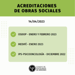 Acreditaciones de obras sociales para el 14 de abril de 2023