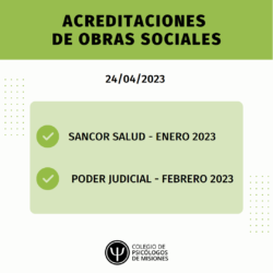 Acreditaciones de obras sociales para el 24 de abril 2023