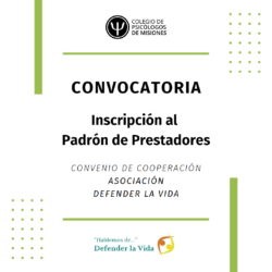 Convocatoria – Inscripción al Padrón de Prestadores – Asociación Defender la Vida