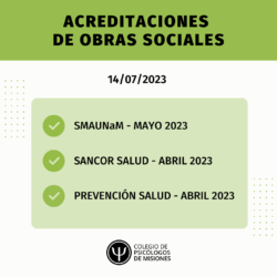 Acreditaciones de obras sociales para el 14 de julio 2023