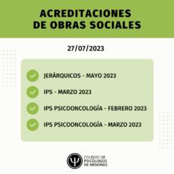 Acreditaciones de obras sociales para el 27 de julio de 2023