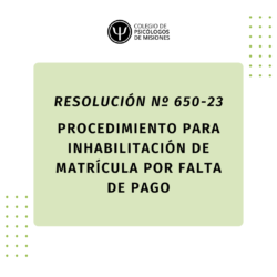 Res. N.º 650-23: “Procedimiento para Inhabilitación de matrícula por falta de pago”
