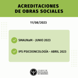 Acreditaciones de obras sociales para el 11 de agosto 2023