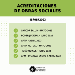 Acreditaciones de obras sociales para el 18 de agosto 2023