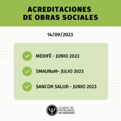 Acreditaciones de obras sociales para el 14 de septiembre de 2023