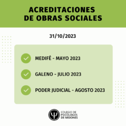 Acreditaciones de obras sociales para el 31 de octubre 2023