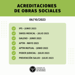 Acreditaciones de obras sociales para el 6 de octubre 2023
