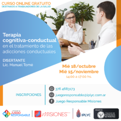 Curso online “Terapia cognitiva-conductual en el tratamiento de las adicciones conductuales”