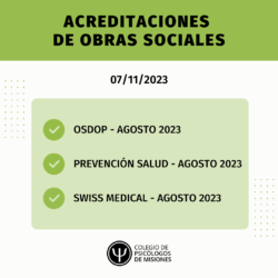 Acreditaciones de obras sociales para el 7 de noviembre 2023