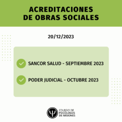 Acreditaciones de obras sociales para el 20 de diciembre 2023