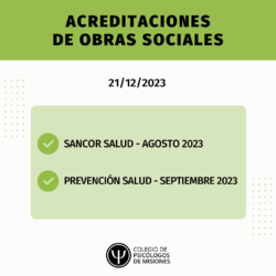 Acreditaciones de obras sociales para el 21 de diciembre 2023