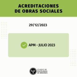 Acreditaciones de obras sociales para el 29 de diciembre 2023
