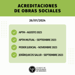 Acreditaciones de obras sociales para el 26 de enero 2024