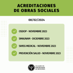 Acreditaciones de Obras Sociales para el 8/02