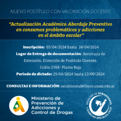 Postítulo Actualización Académica Abordaje Preventivo en consumos problemáticos y adicciones en el ámbito escolar