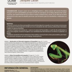 Curso “Clínica Psicoanalítica de la Angustia a partir de las Nociones Propuestas por Jacques Lacan”