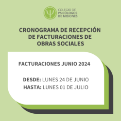 Cronograma de recepción de facturaciones de Junio 2024