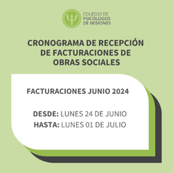 Cronograma de recepción de facturaciones de Junio 2024