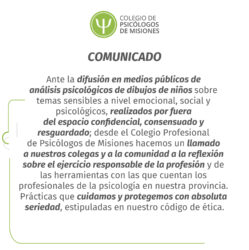 Comunicado – Difusión en medios públicos análisis psicológicos de dibujos de niños.