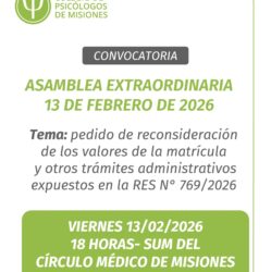 Convocatoria a Asamblea Extraordinaria para el día 13/02/2026