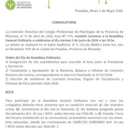 Convocatoria Asamblea Ordinaria junio 2026